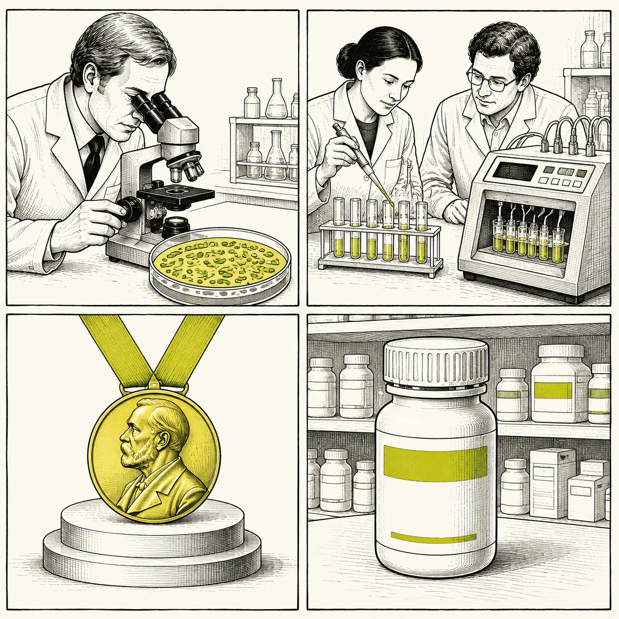 1987 visto en bacterias · 2012 programado en tubo · 2020 Nobel · 2023 medicina.