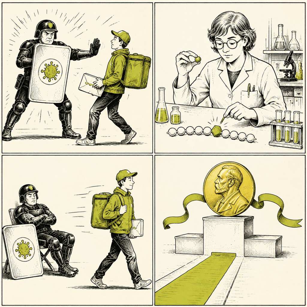 El guardia lo rechazaba; un beso químico (2005) lo volvió invisible; Nobel 2023.